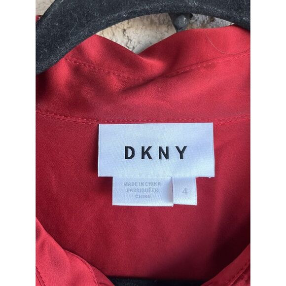 DKNY  Long Sleeve Collared Mini Dress - Size 4 - Scarlett Red - Picture 7 of 9